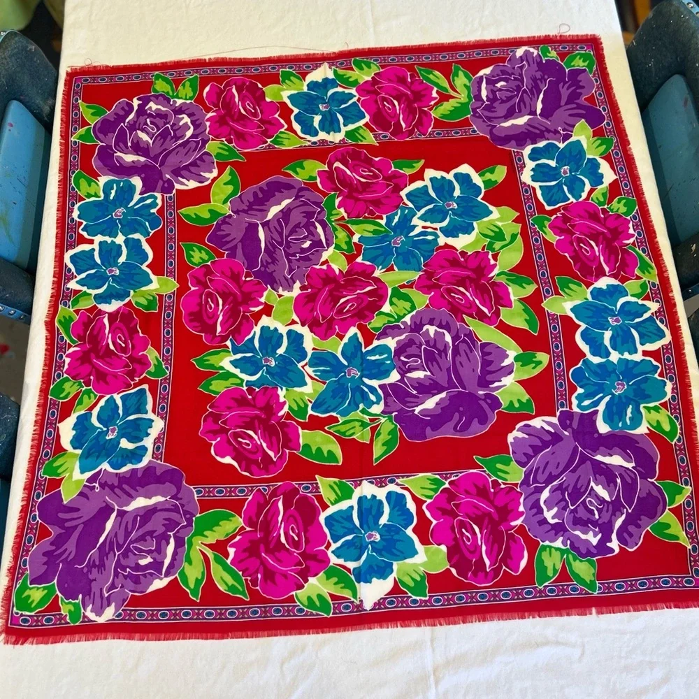 Vintage Bold Floral Large Scarf
